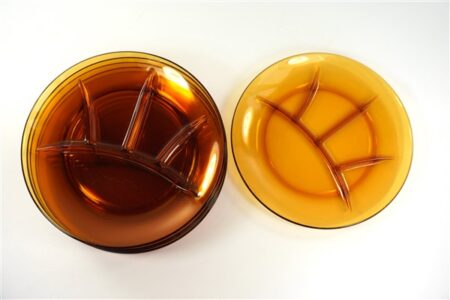 Vintage glazen vakjesborden amber