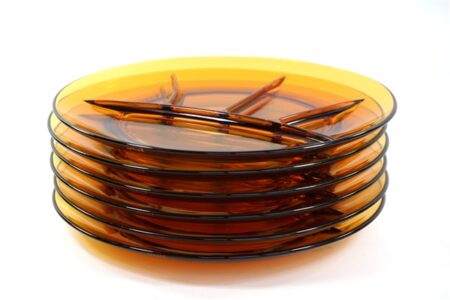 Vintage glazen vakjesborden amber