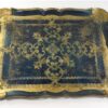 Vintage dienblad donkerblauw goud