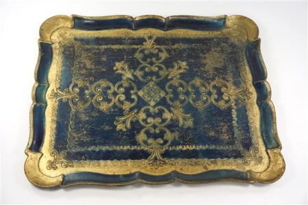 Vintage dienblad donkerblauw goud