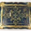 Vintage dienblad donkerblauw goud