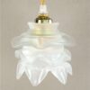 Vintage glazen lampenkap glas mat wit gebloemd