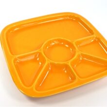 Vintage fondue vakjes bord geel
