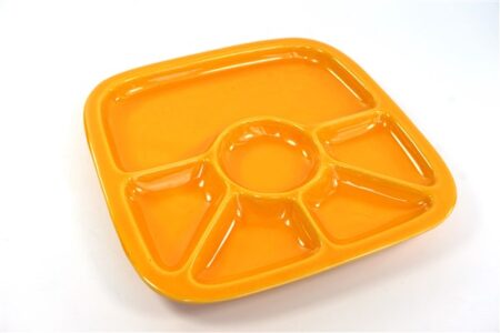 Vintage fondue vakjes bord geel