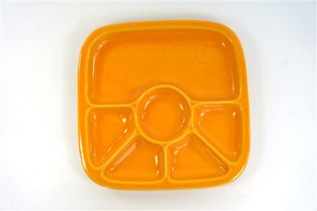 Vintage fondue vakjes bord geel