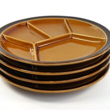 Vintage fondue vakjes borden bruin