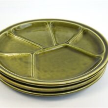 Vintage fondue vakjes borden groen