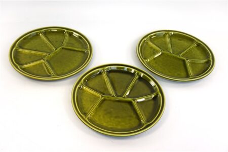 Vintage fondue vakjes borden groen
