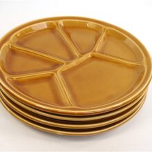 Vintage fondue vakjes borden bruin-camel