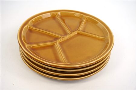 Vintage fondue vakjes borden bruin-camel