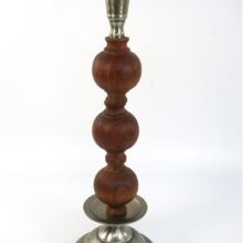 Hoge kandelaar hout en chroomkleurig