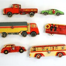 Vintage houten puzzelmagneten 'verkeer'