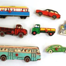 Vintage houten puzzelmagneten 'verkeer'