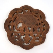 Houten onderzetter - ornamentje olifant