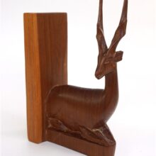 Vintage houten boekensteun antilope