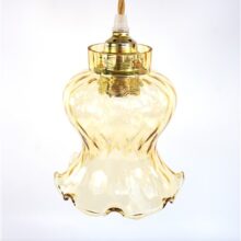 Vintage glazen lampenkap amber geschulpt