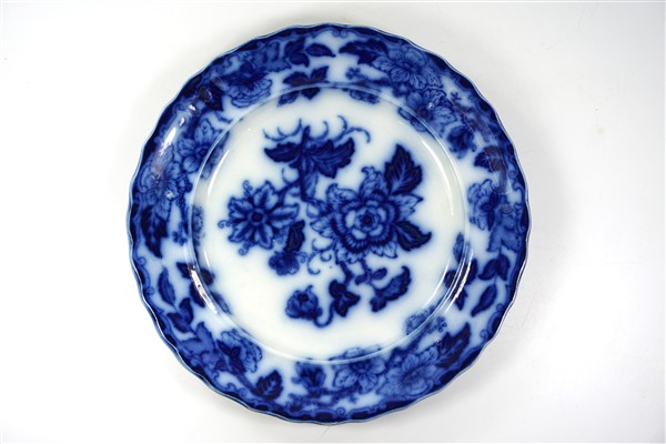Vintage bord bloemen blauw-wit