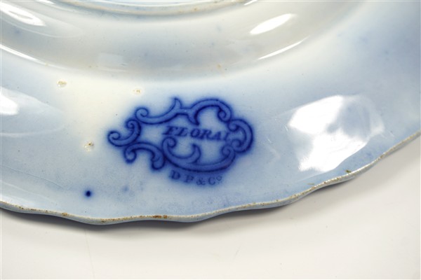 Vintage bord bloemen blauw-wit