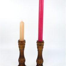 2 glazen kandelaars amber-bruin