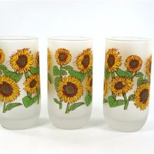 2 vintage zonnebloem glazen