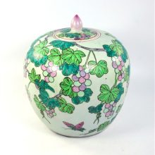 Vintage vaas-pot China druiven