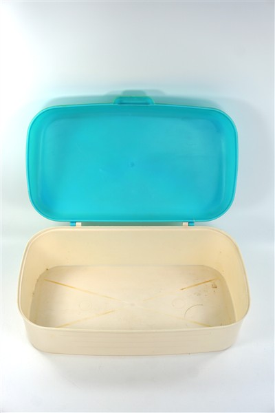 Vintage broodtrommel kunststof blauw