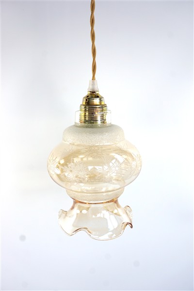 Vintage lampenkap glas geschulpt