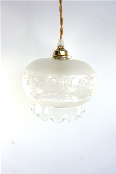 Vintage lampenkap glas bol geschulpt