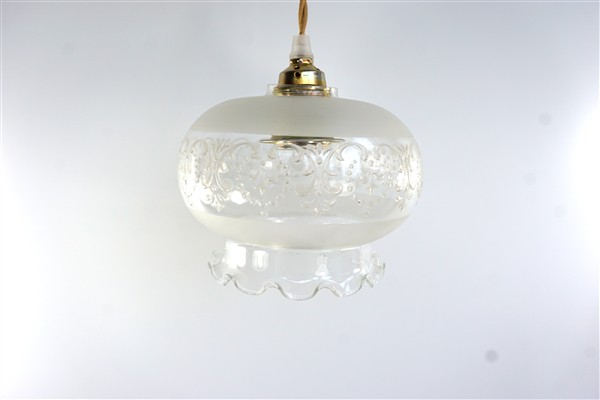 Vintage lampenkap glas bol geschulpt