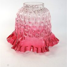 Vintage lampenkapje roze gerokt glas