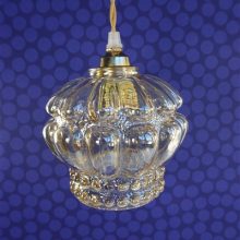 Vintage glazen lampenkap amber bubbel