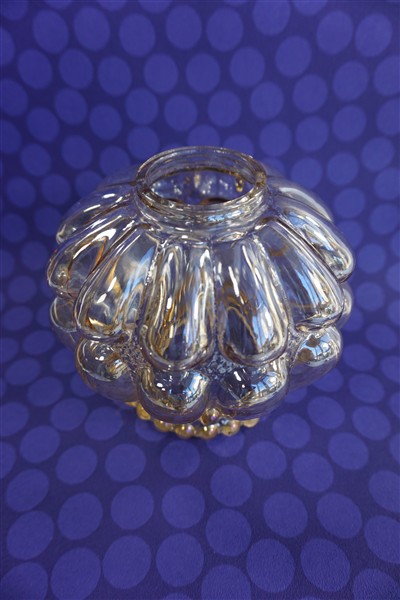 Vintage glazen lampenkap amber bubbel