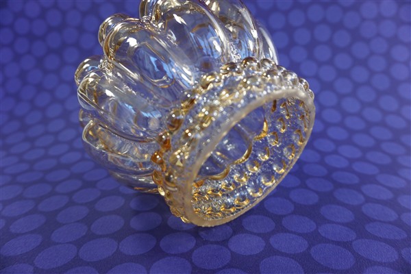 Vintage glazen lampenkap amber bubbel