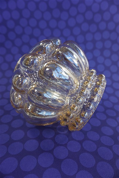 Vintage glazen lampenkap amber bubbel