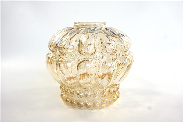 Vintage glazen lampenkap amber bubbel