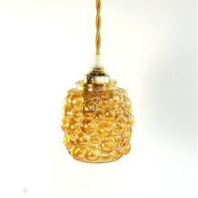 Vintage glazen lampenkap bubbel amber