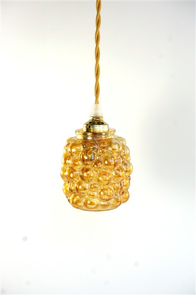 Vintage glazen lampenkap bubbel amber