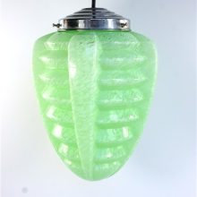 Vintage hanglamp groen Clichy glas gewolkt art deco