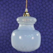 Vintage glazen lampenkap zacht blauw