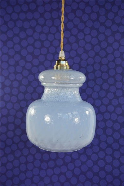 Vintage glazen lampenkap zacht blauw
