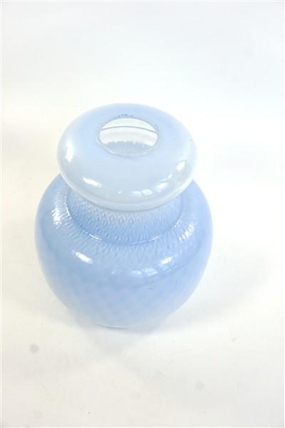 Vintage glazen lampenkap zacht blauw