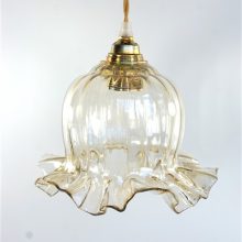 Vintage glazen lampenkap gerokt helder-amber