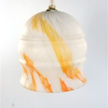 Vintage lampenkap matglas wit-oranje