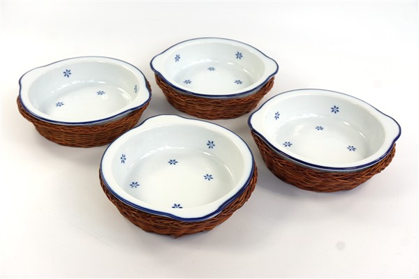4x vintage schaaltjes in mand