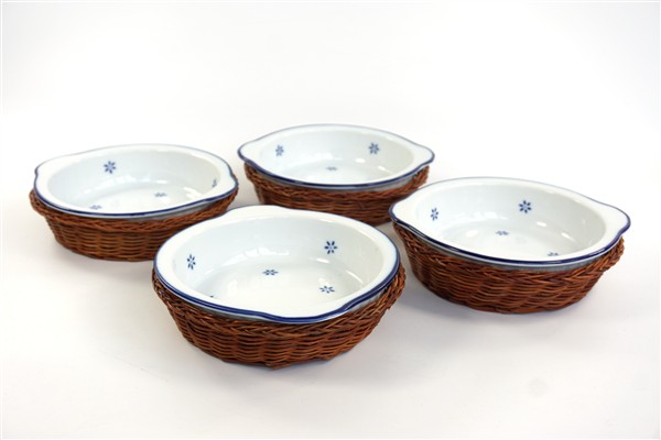 4x vintage schaaltjes in mand