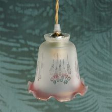 Vintage lampenkapje wit-roze glas
