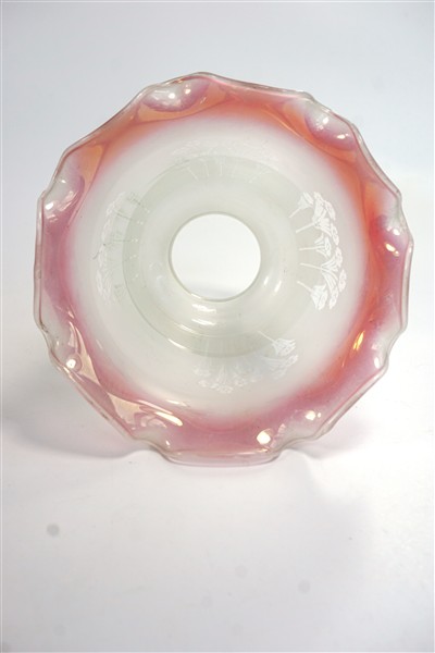 Vintage lampenkapje wit-roze glas