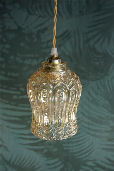 Vintage lampenkap glas reliëf getint
