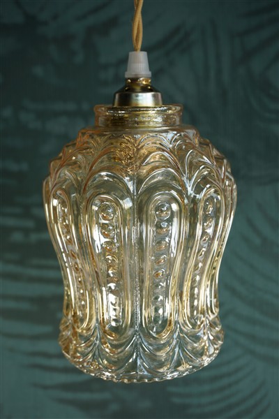 Vintage lampenkap glas reliëf getint