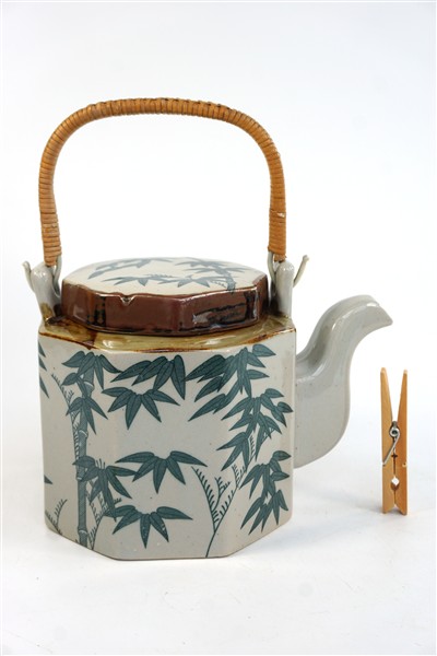 Vintage theepot bamboe decor